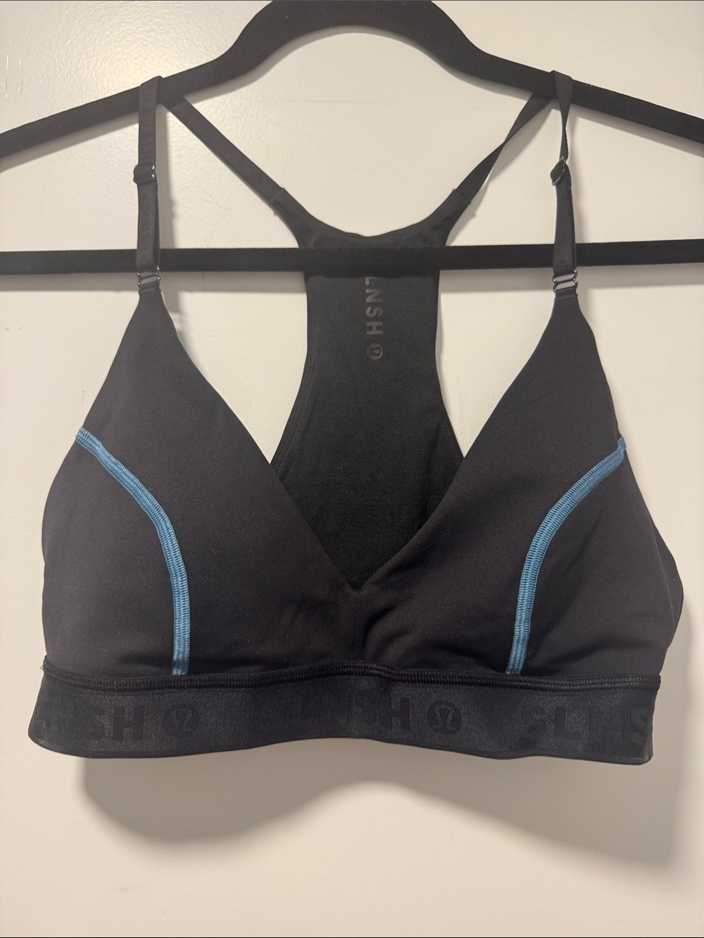 lululemon athletica Black Sports Bra with Blue Accents